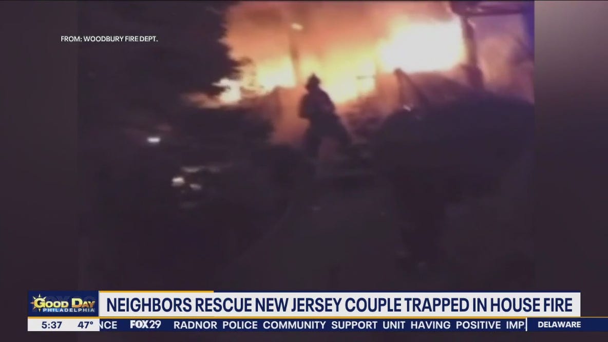 Neighbors rescue couple trapped in New Jersey house fire